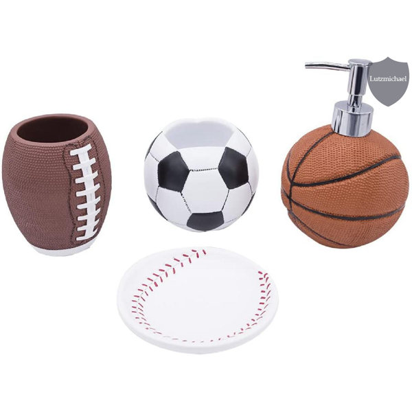 Trinx 4Piece Sports Bathroom Accessories Set Complete With Basketball